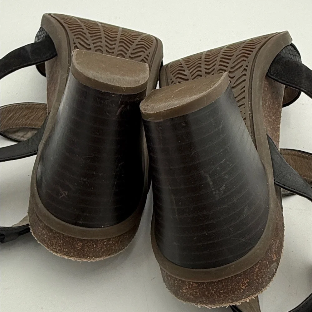 Obeo  Black Strappy Heels sandal women 9N Leather upper casual office comfort